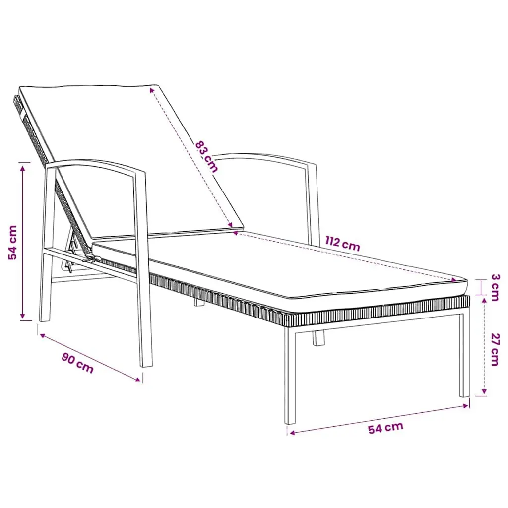 Sun Lounger with Side Table 2 Piece Set Outdoor Patio Garden Lounge Chair