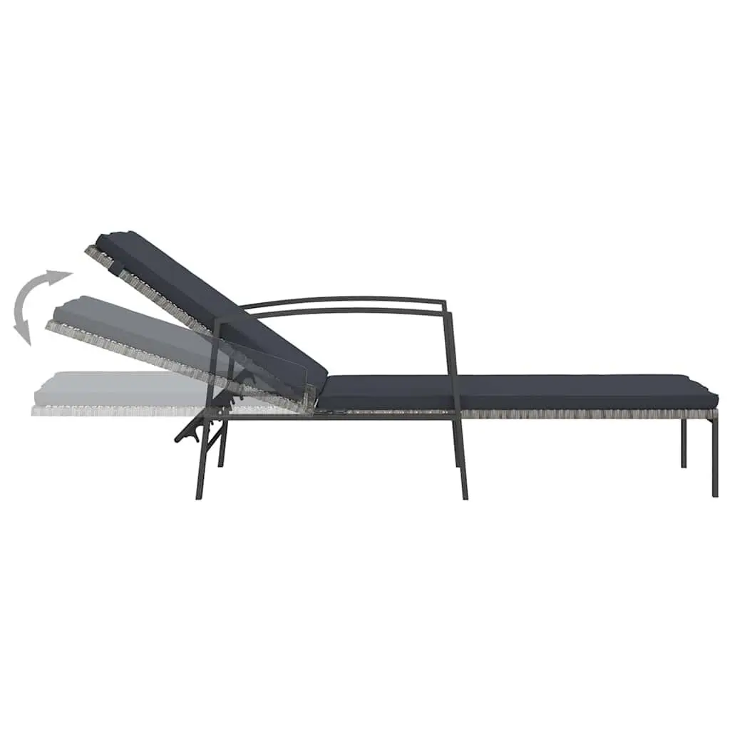 Sun Lounger with Side Table 2 Piece Set Outdoor Patio Garden Lounge Chair