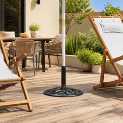 Compact Black Cast Iron Umbrella Base with Style