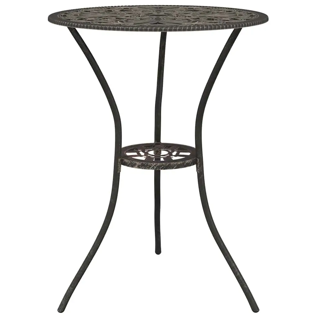 3 Piece Bistro Set Outdoor Garden Patio Furniture Cast Metal Brown Floral Design