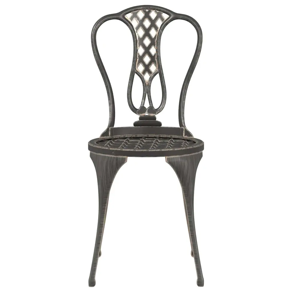 3 Piece Bistro Set Outdoor Garden Patio Furniture Cast Metal Brown Floral Design