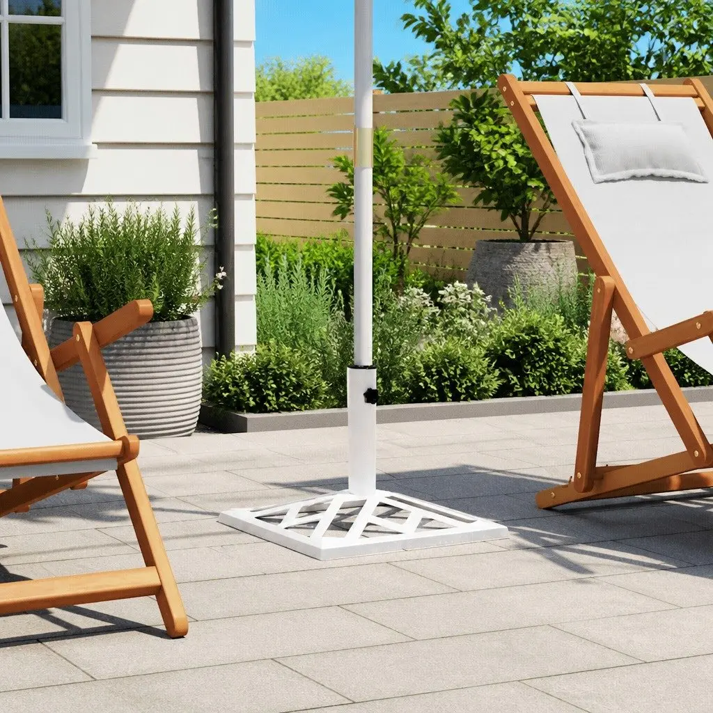 Umbrella Base White 44x44x31cm Cast Iron Heavy Duty Outdoor Garden Patio Stand
