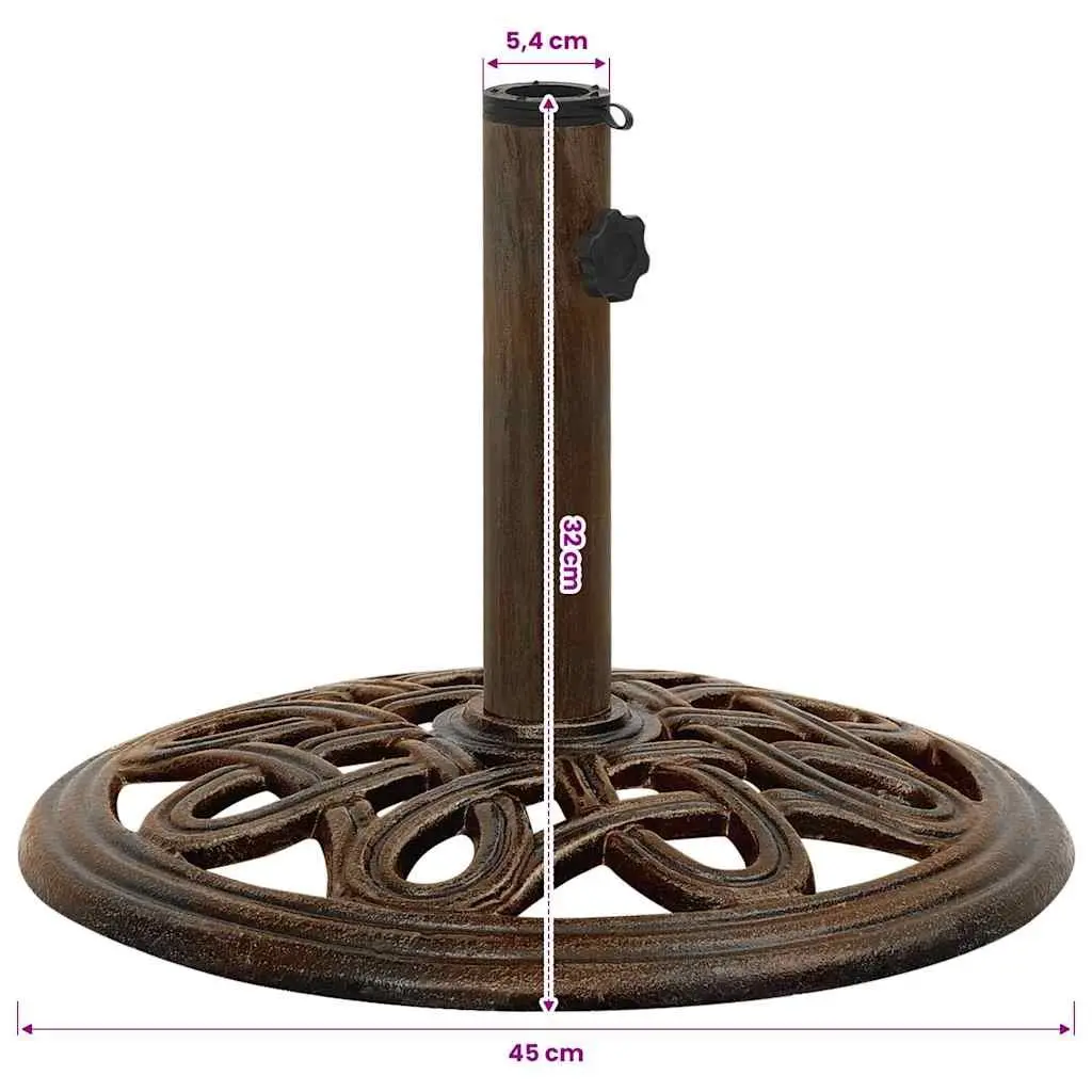 Cast Iron Umbrella Base Brown 40cm Sturdy Support for Outdoor Garden Patio Parasol