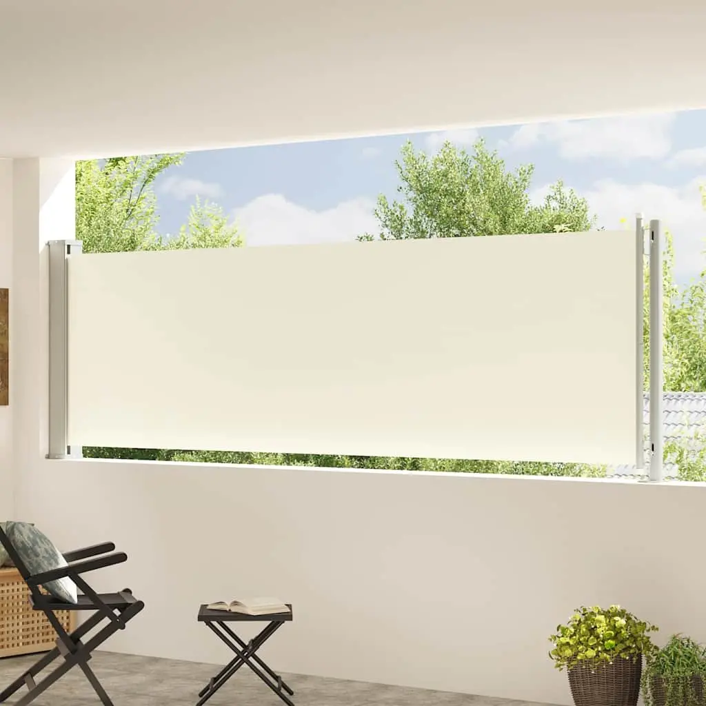 Retractable Side Awning Cream 117x600 cm Outdoor Privacy Screen Shade