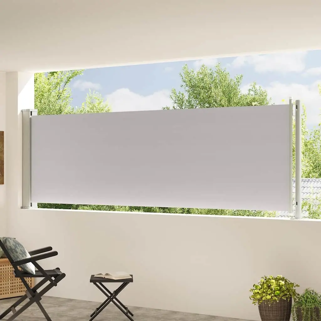 Retractable Side Awning Grey 117x600cm Privacy Screen Windbreak