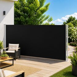 Compact and Functional Black Patio Retractable Side Awning 180x600cm