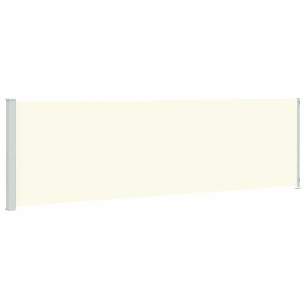 Retractable Side Awning Cream 180cm x 600cm Outdoor Garden Shade Screen for Privacy and Wind Protection