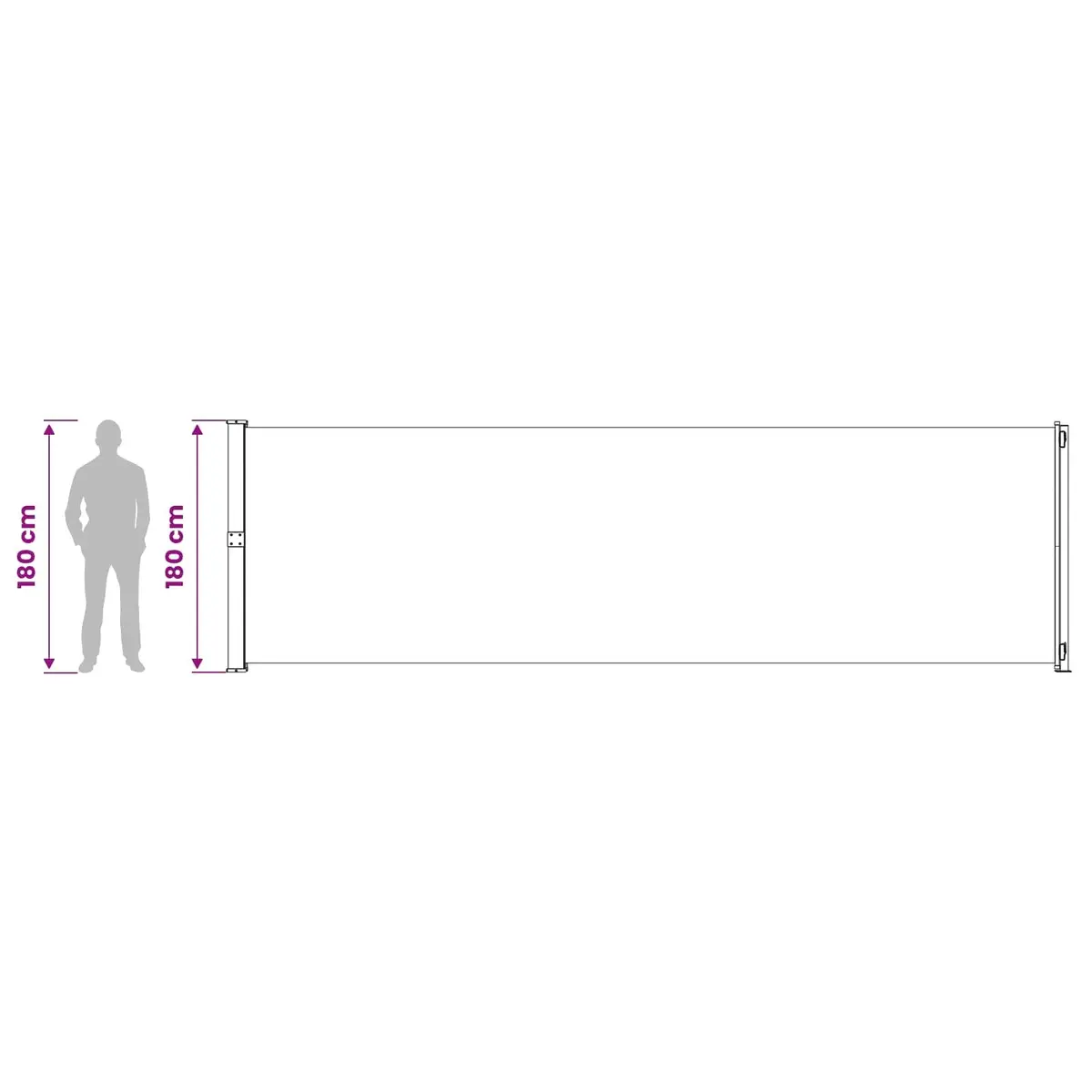 Retractable Side Awning Cream 180cm x 600cm Outdoor Garden Shade Screen for Privacy and Wind Protection