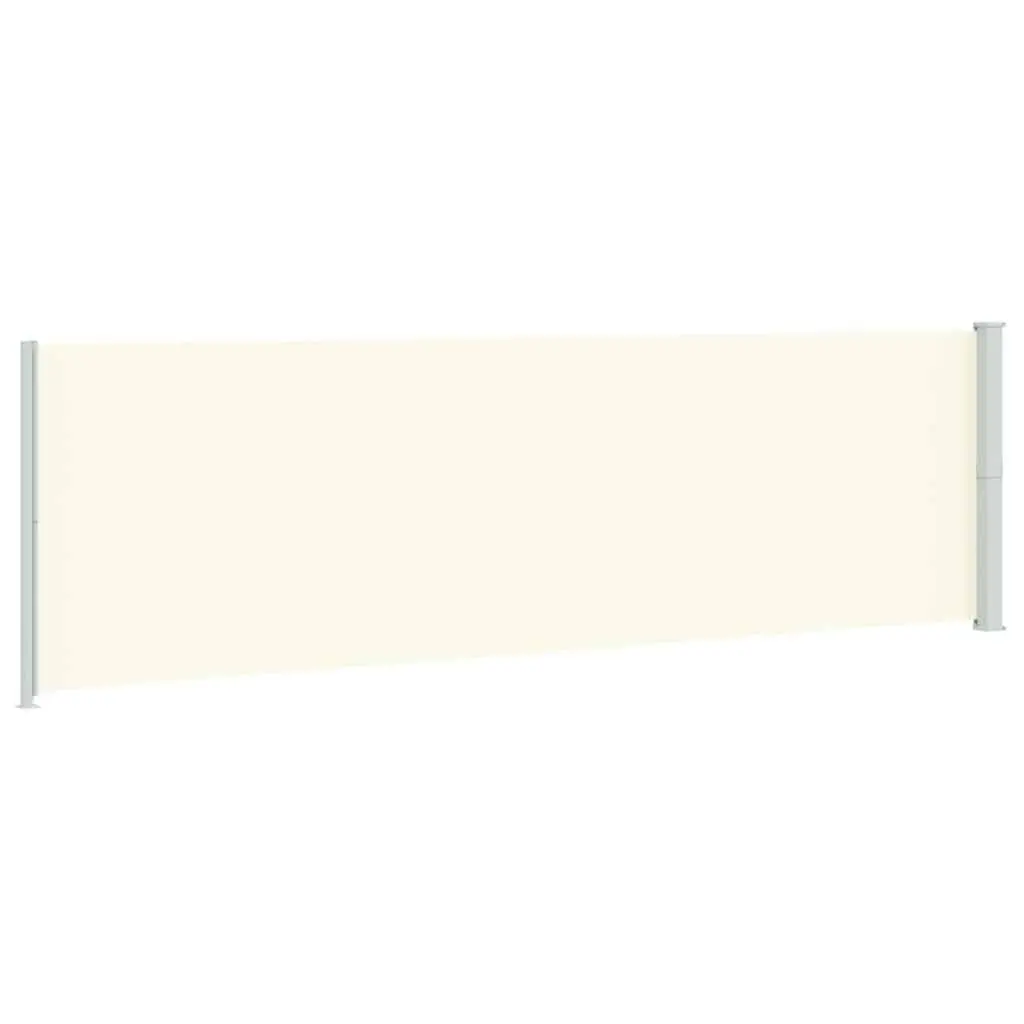 Retractable Side Awning Cream 180cm x 600cm Outdoor Garden Shade Screen for Privacy and Wind Protection