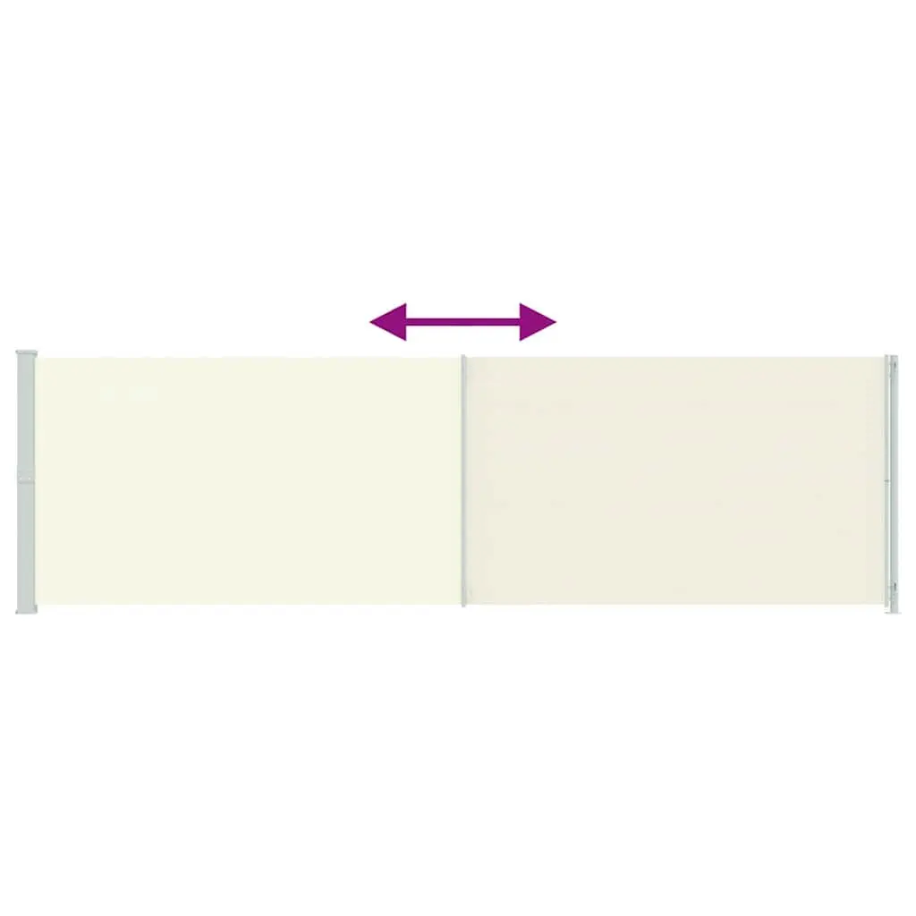 Retractable Side Awning Cream 180cm x 600cm Outdoor Garden Shade Screen for Privacy and Wind Protection