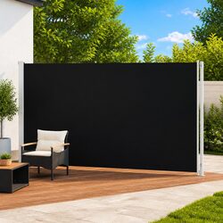 Compact Retractable Side Awning: 200x600 cm Black