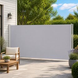 Compact and Functional Grey Retractable Side Awning 200x600 cm