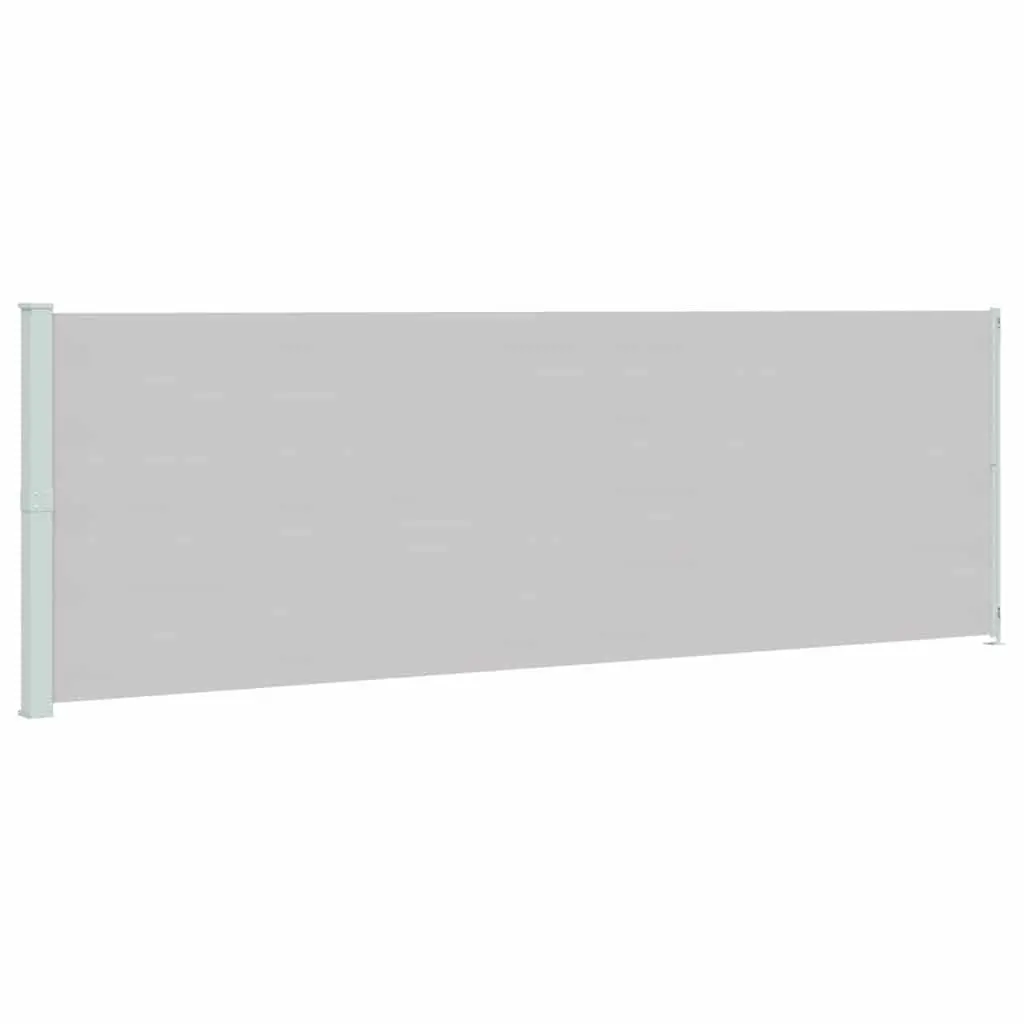 Retractable Side Awning Grey 200x600cm UV Tear Resistant Polyester Outdoor Shade Screen