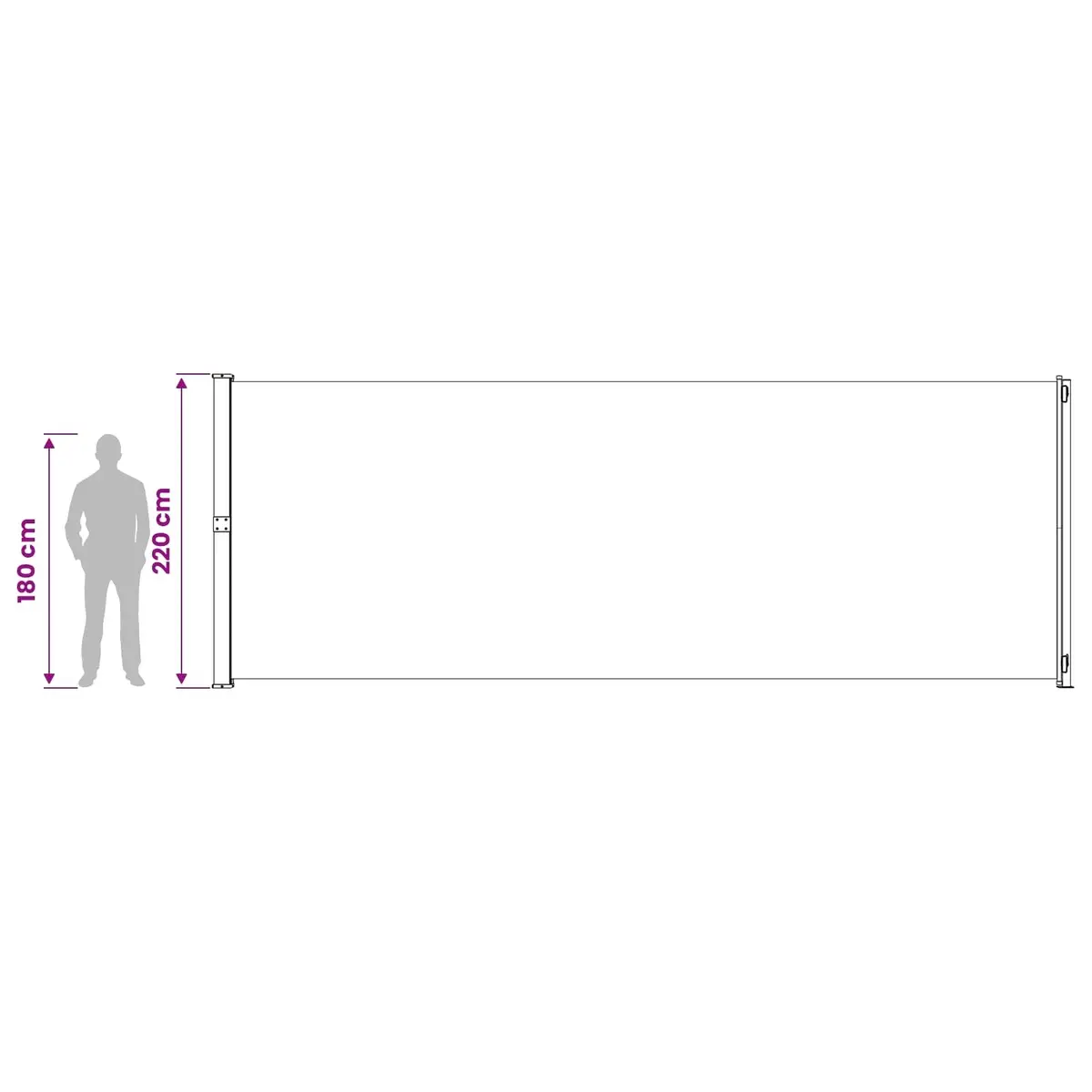 Retractable Side Awning Cream 220x600 cm Outdoor Privacy Screen Sunshade