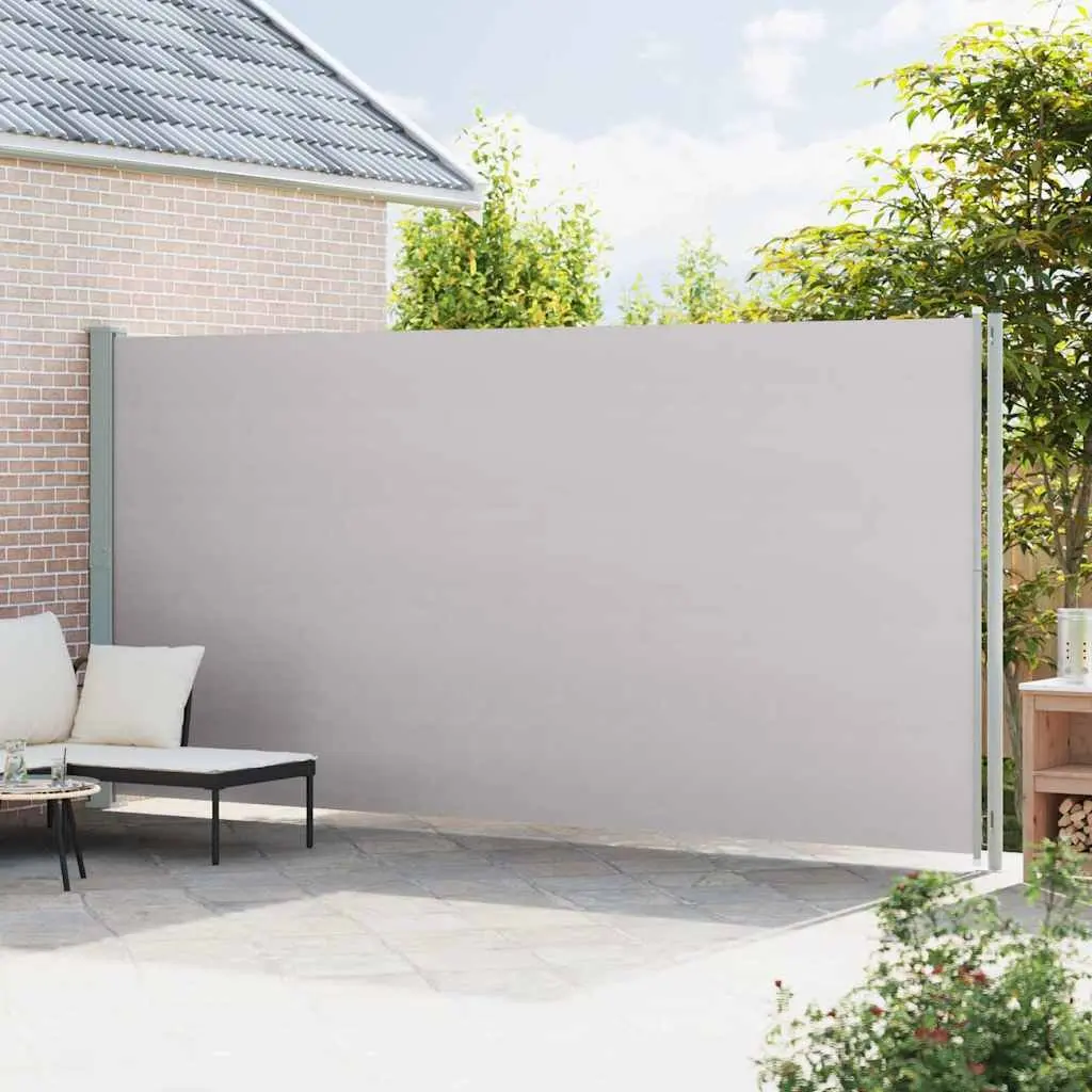 Retractable Awning Grey 220x600cm Outdoor Screen Privacy Protection for Patios and Balconies