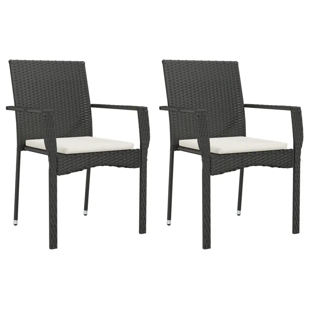 Garden Dining Set 3 Piece Outdoor Patio Furniture Black Poly Rattan Table Chairs