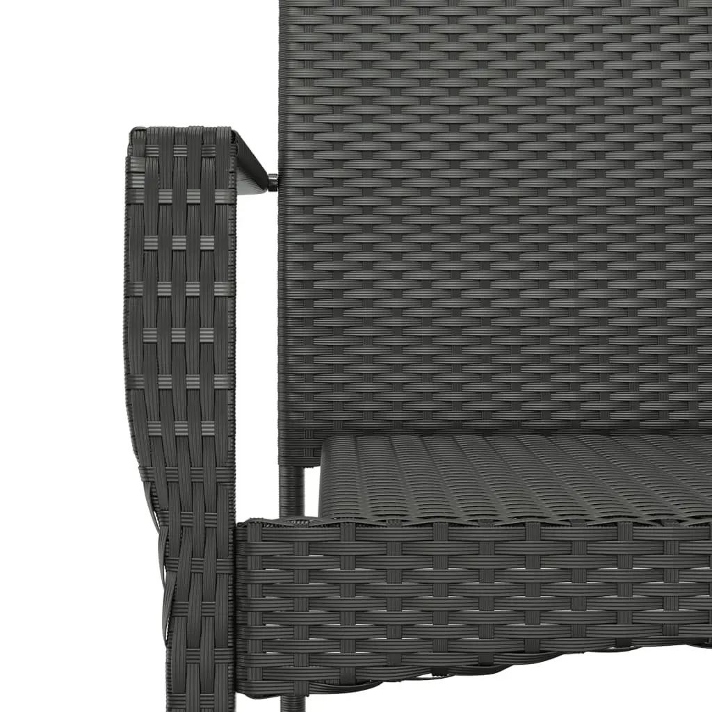Garden Dining Set 3 Piece Outdoor Patio Furniture Black Poly Rattan Table Chairs