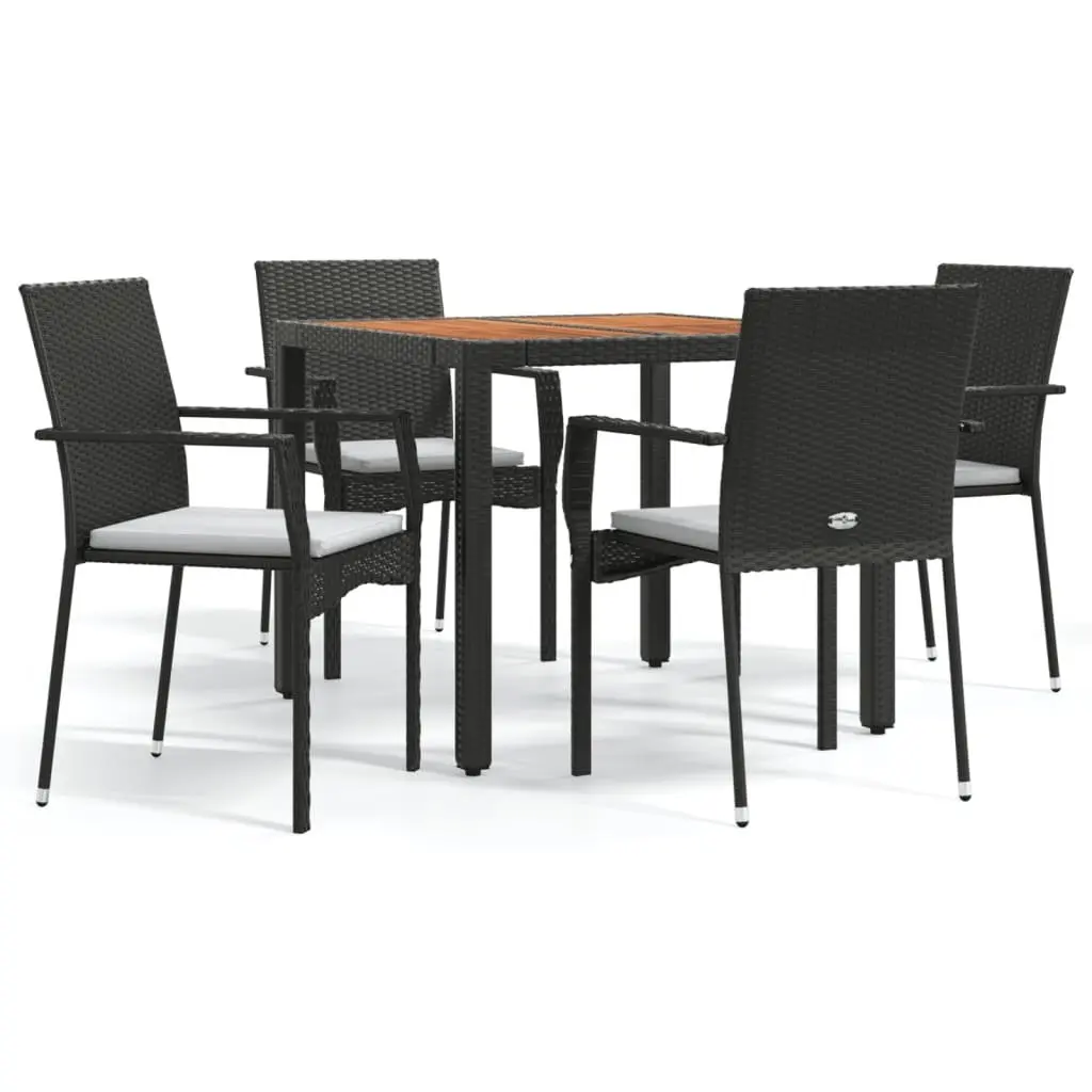 Garden Dining Set 5 Piece Outdoor Patio Furniture Black Rattan Cushions Table