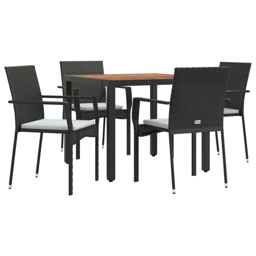 Garden Dining Set 5 Piece Outdoor Patio Furniture Black Rattan Cushions Table
