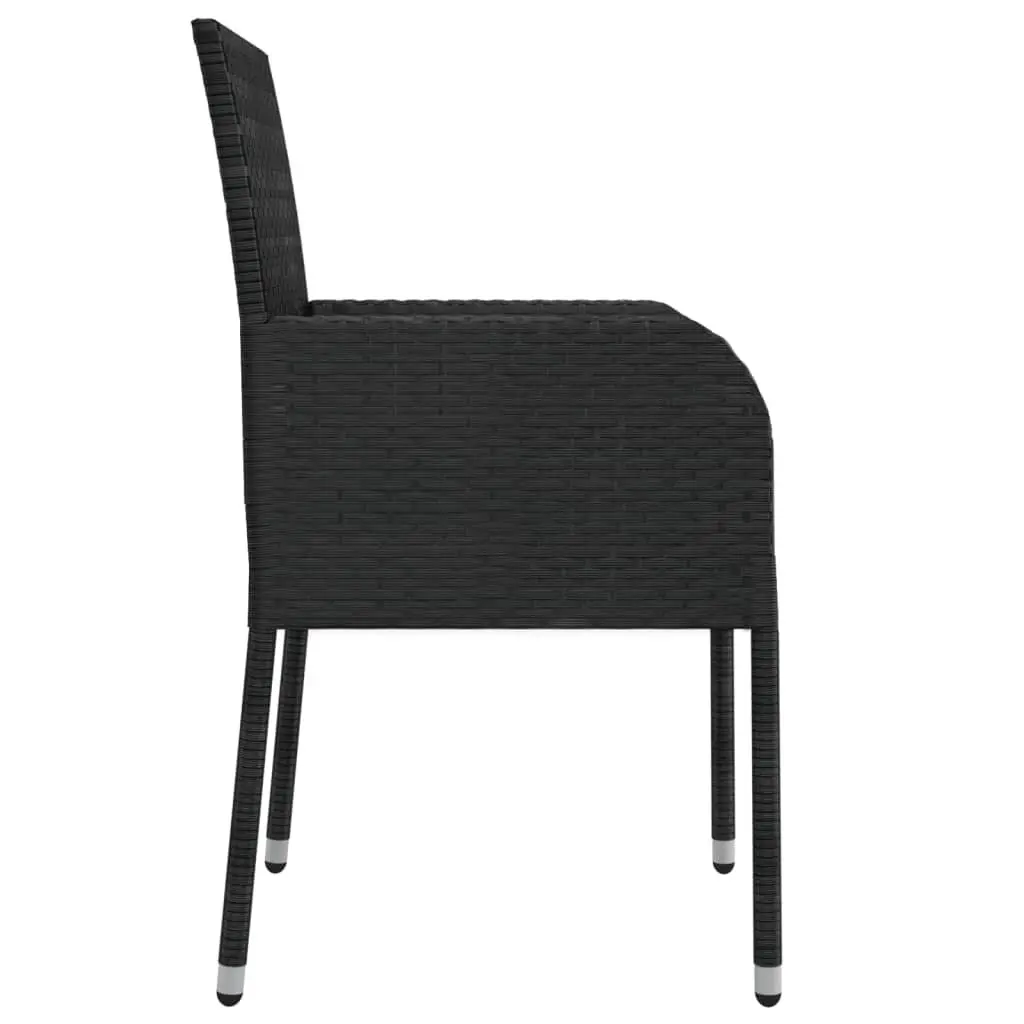 5 Piece Garden Dining Set Outdoor Furniture Black Poly Rattan Chairs Table