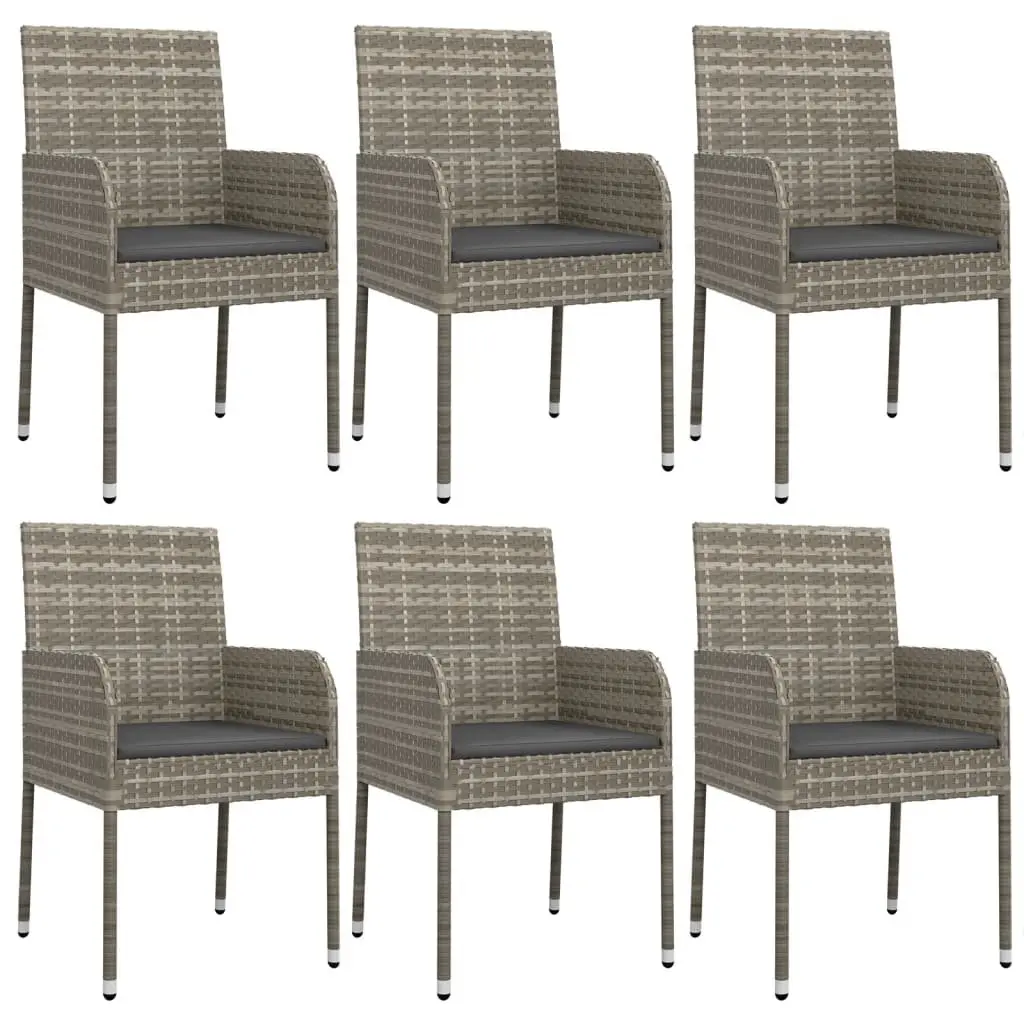 7 Piece Outdoor Garden Dining Set Grey PE Rattan Chairs Table Weather Resistant