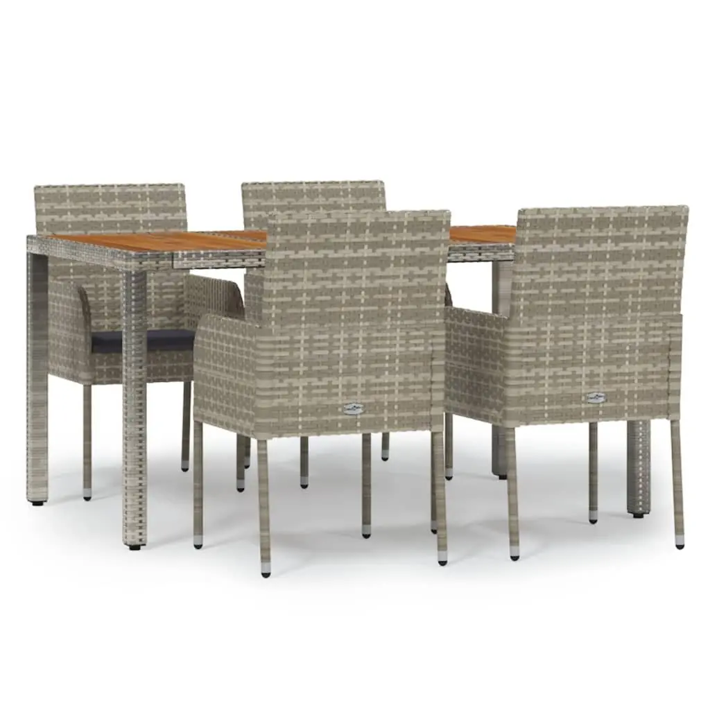 Outdoor Dining Set 5 Piece Garden Furniture with Cushions Grey Rattan