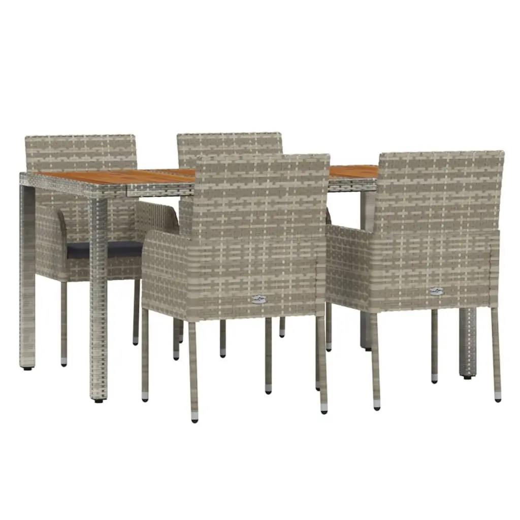 Outdoor Dining Set 5 Piece Garden Furniture with Cushions Grey Rattan
