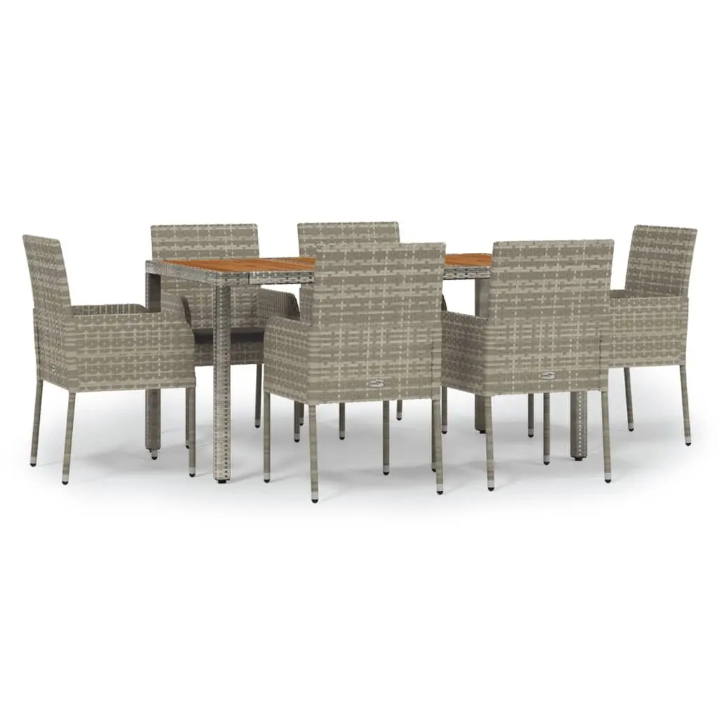 Garden Dining Set 7 Piece Outdoor Patio Furniture Grey Rattan Chairs Table