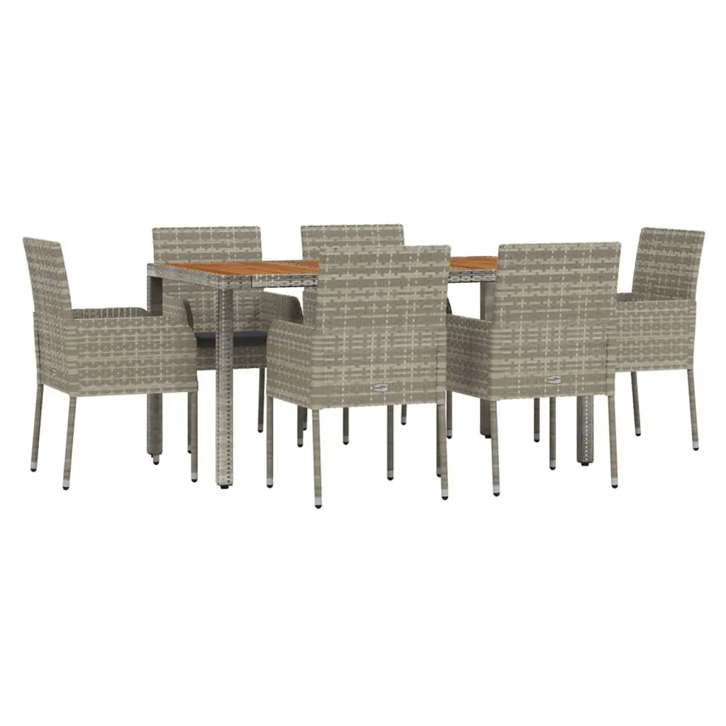 Garden Dining Set 7 Piece Outdoor Patio Furniture Grey Rattan Chairs Table