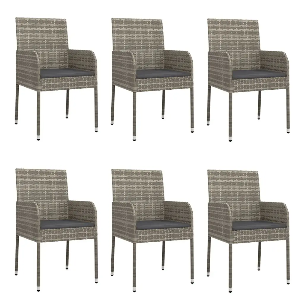 Garden Dining Set 7 Piece Outdoor Patio Furniture Grey Rattan Chairs Table