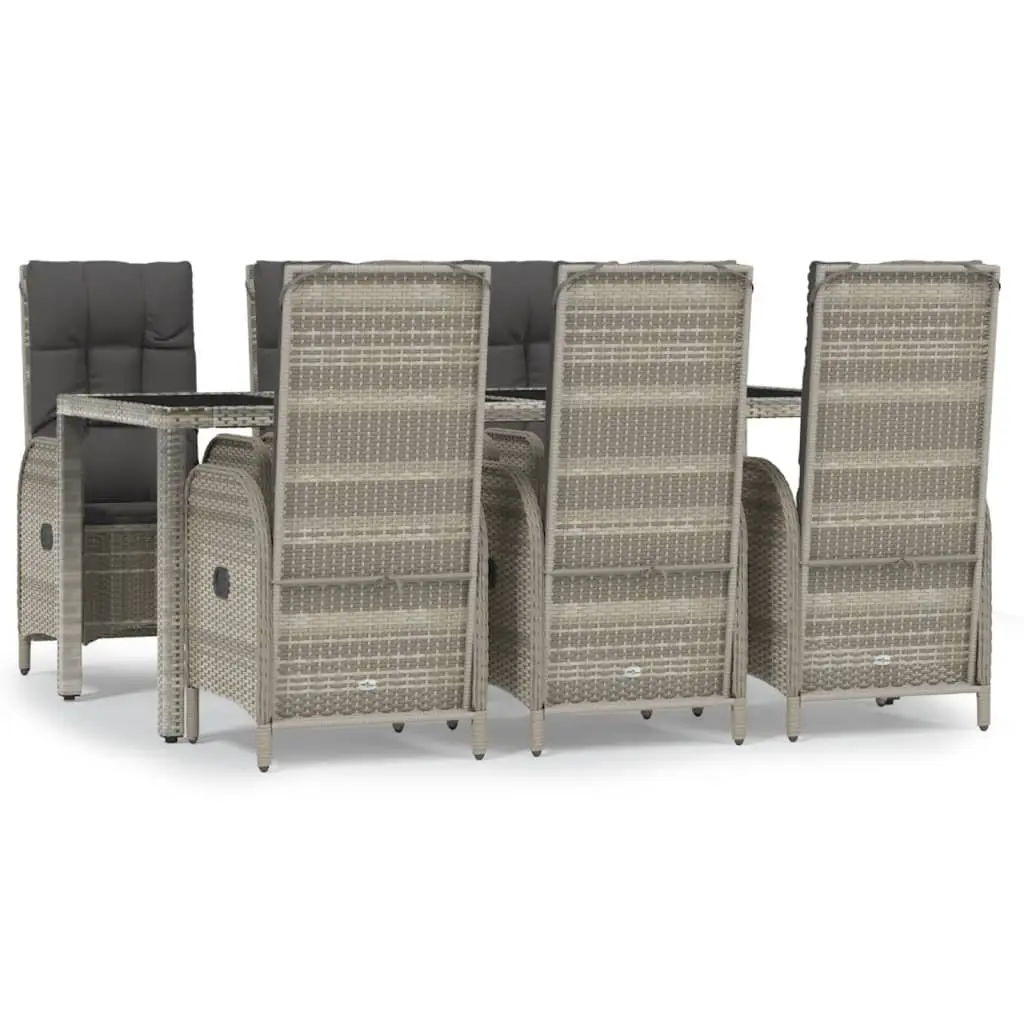 Garden Dining Set 7 Piece Outdoor Furniture Grey Rattan Chairs Table Cushions