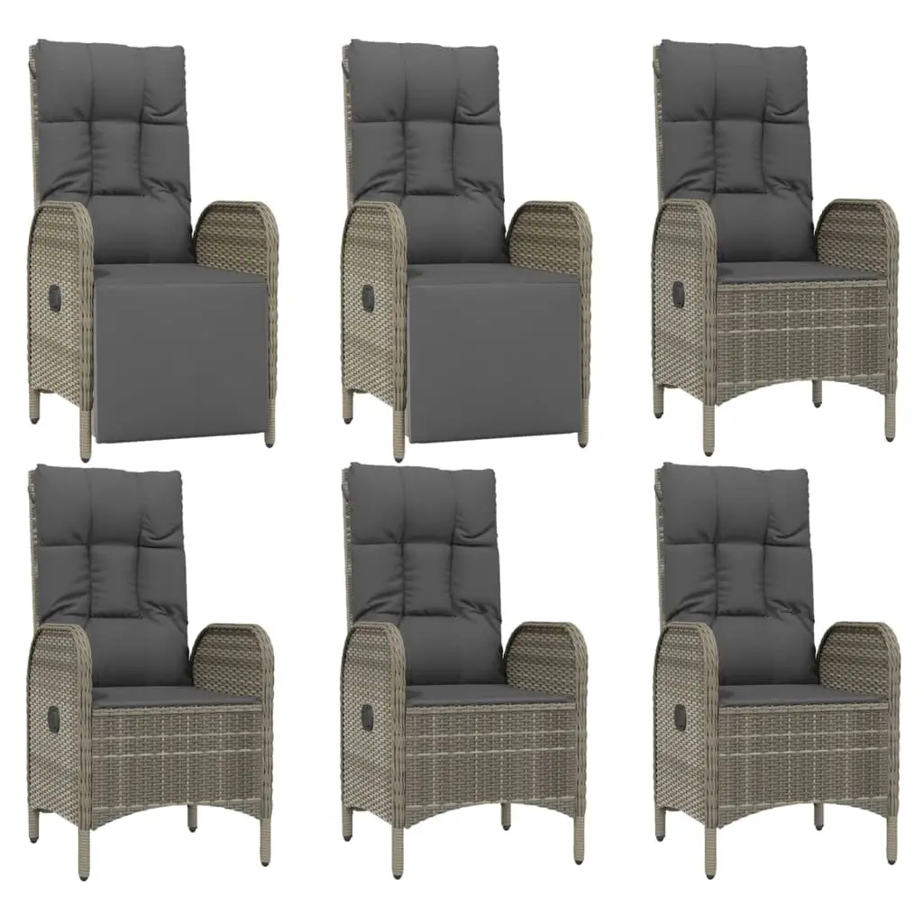 Garden Dining Set 7 Piece Outdoor Furniture Grey Rattan Chairs Table Cushions