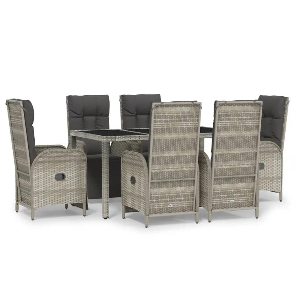 Garden Dining Set Grey 7 Piece Outdoor Furniture Weather-Resistant PE Rattan Chairs Table