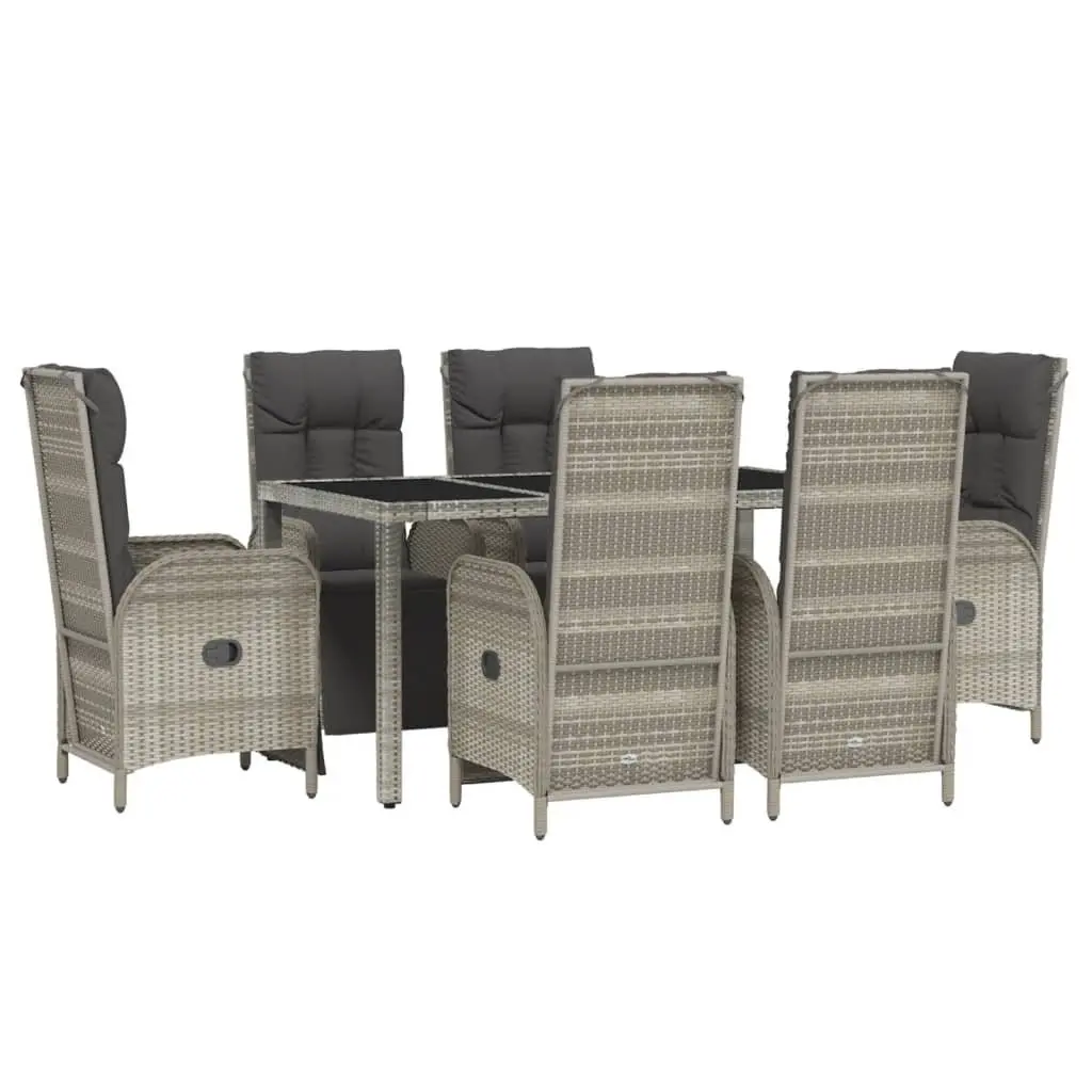Garden Dining Set Grey 7 Piece Outdoor Furniture Weather-Resistant PE Rattan Chairs Table