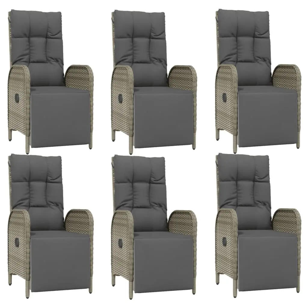 Garden Dining Set Grey 7 Piece Outdoor Furniture Weather-Resistant PE Rattan Chairs Table