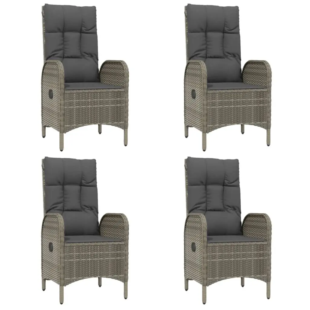 7 Piece Outdoor Garden Dining Set Grey PE Rattan Furniture with Cushions