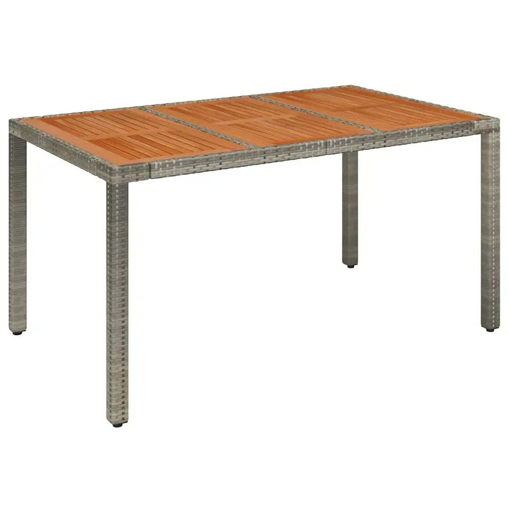 Garden Dining Set Grey 7 Piece Weather Resistant PE Rattan Chairs Table Solid Acacia Wood Top
