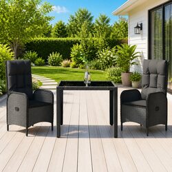 3-Piece Outdoor Dining Set with Reclining Chairs