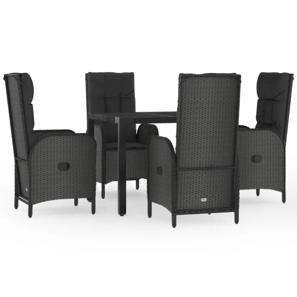 Garden Dining Set Black 5 Piece Outdoor Furniture Weather-resistant PE Rattan Chairs Table