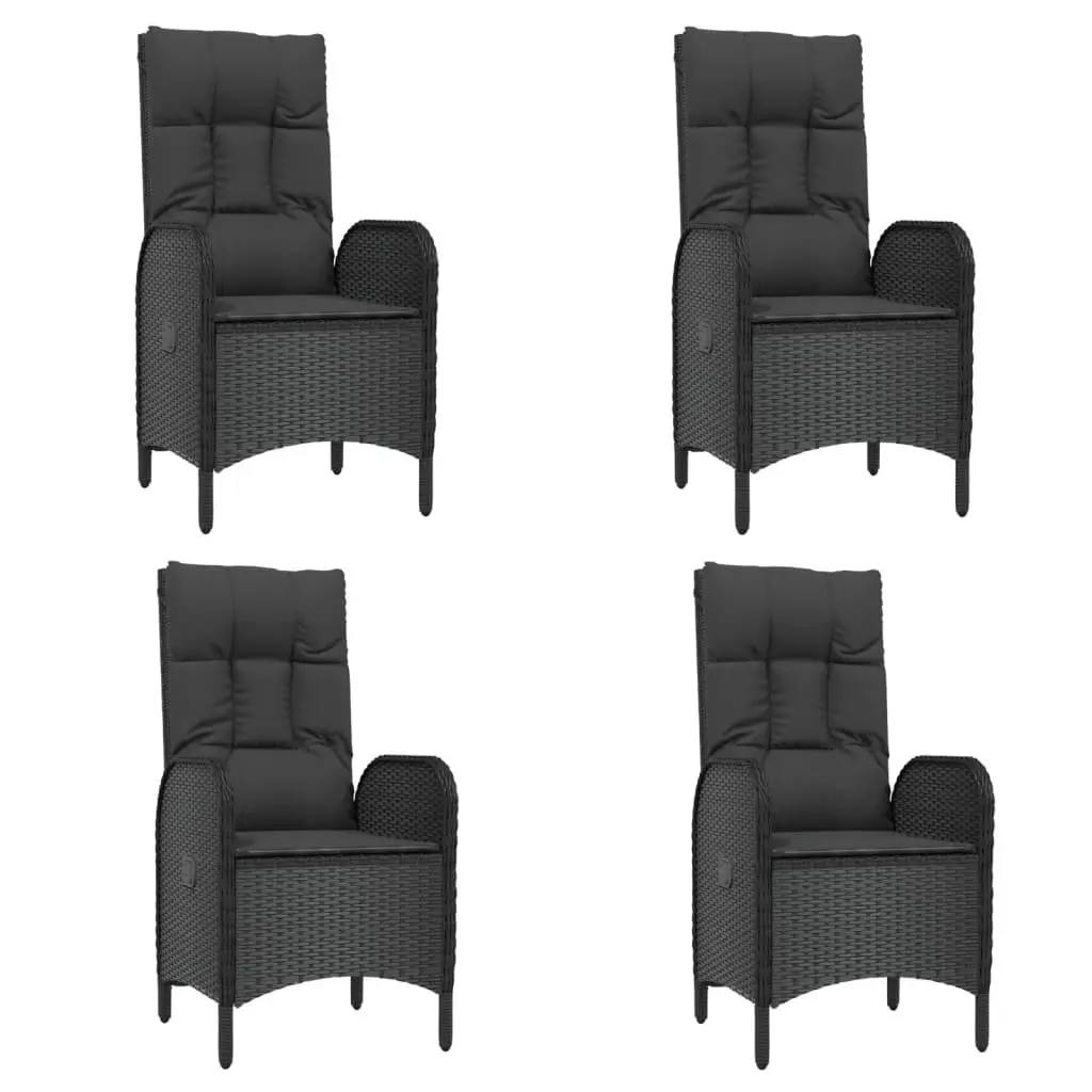 Garden Dining Set Black 5 Piece Outdoor Furniture Weather-resistant PE Rattan Chairs Table