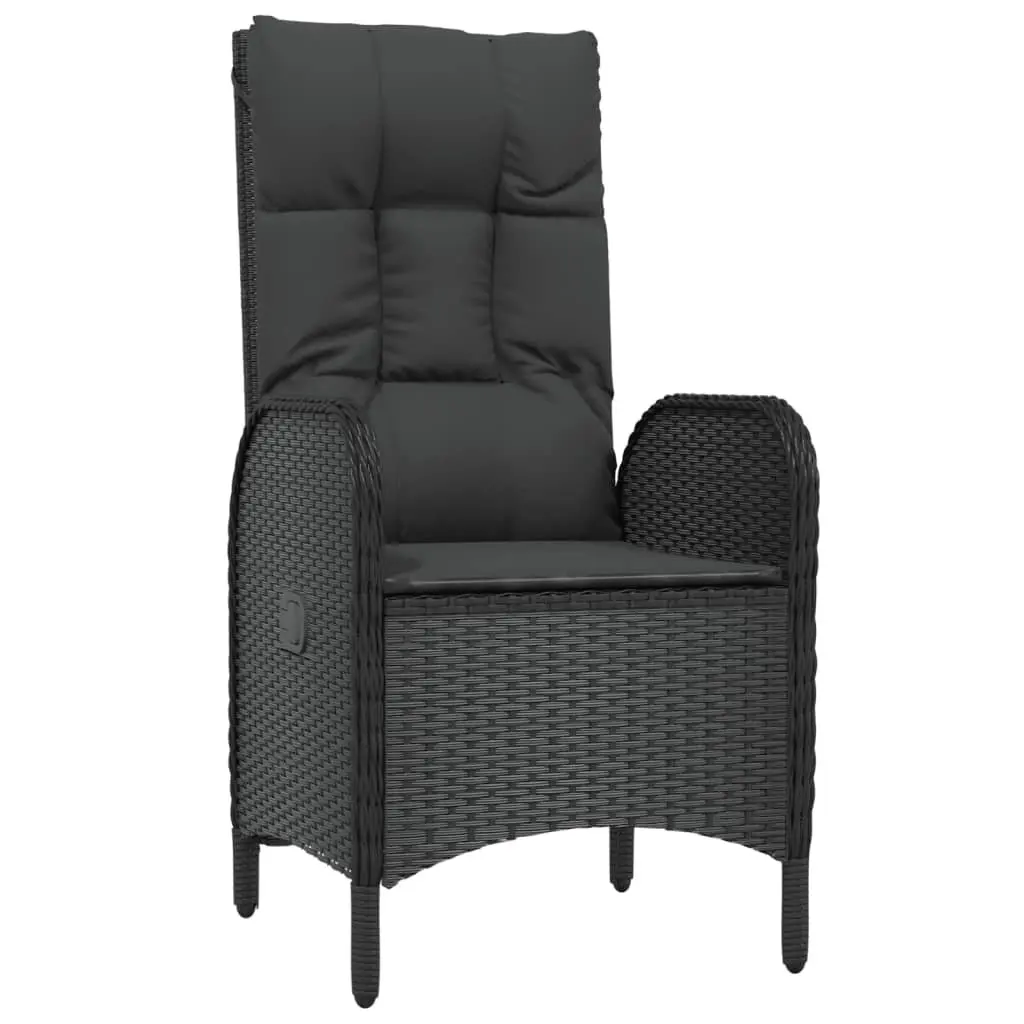 Garden Dining Set 7 Piece Outdoor Furniture Poly Rattan Black Grey with Cushions