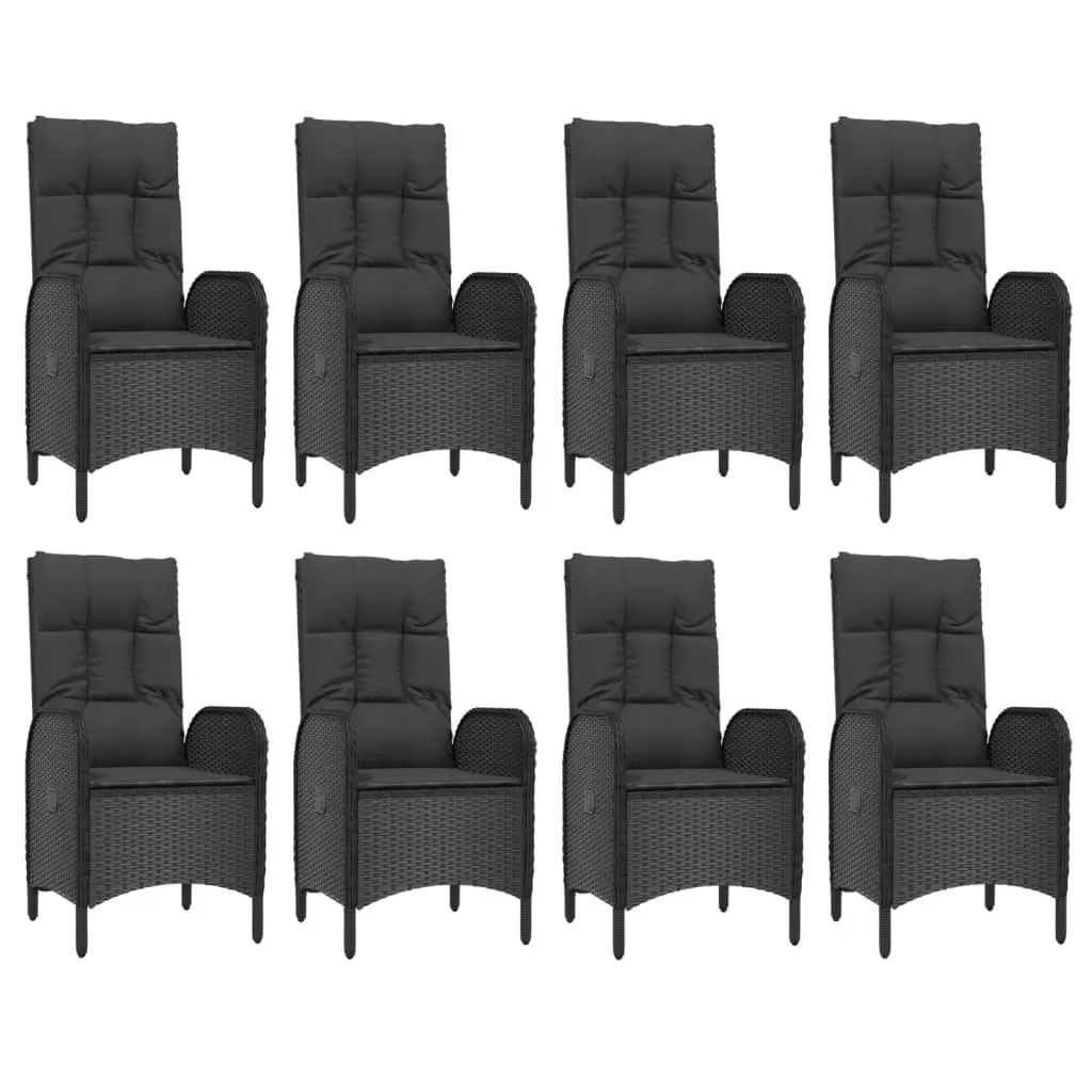 Garden Dining Set 9 Piece Outdoor Furniture Black Grey Poly Rattan Chairs Table