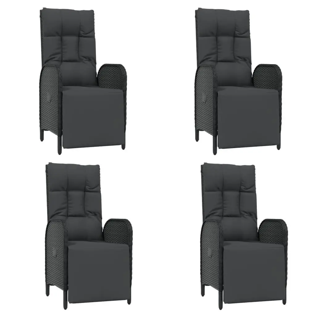 5 Piece Outdoor Dining Set Black Weather-resistant PE Rattan Chairs Table with Cushions