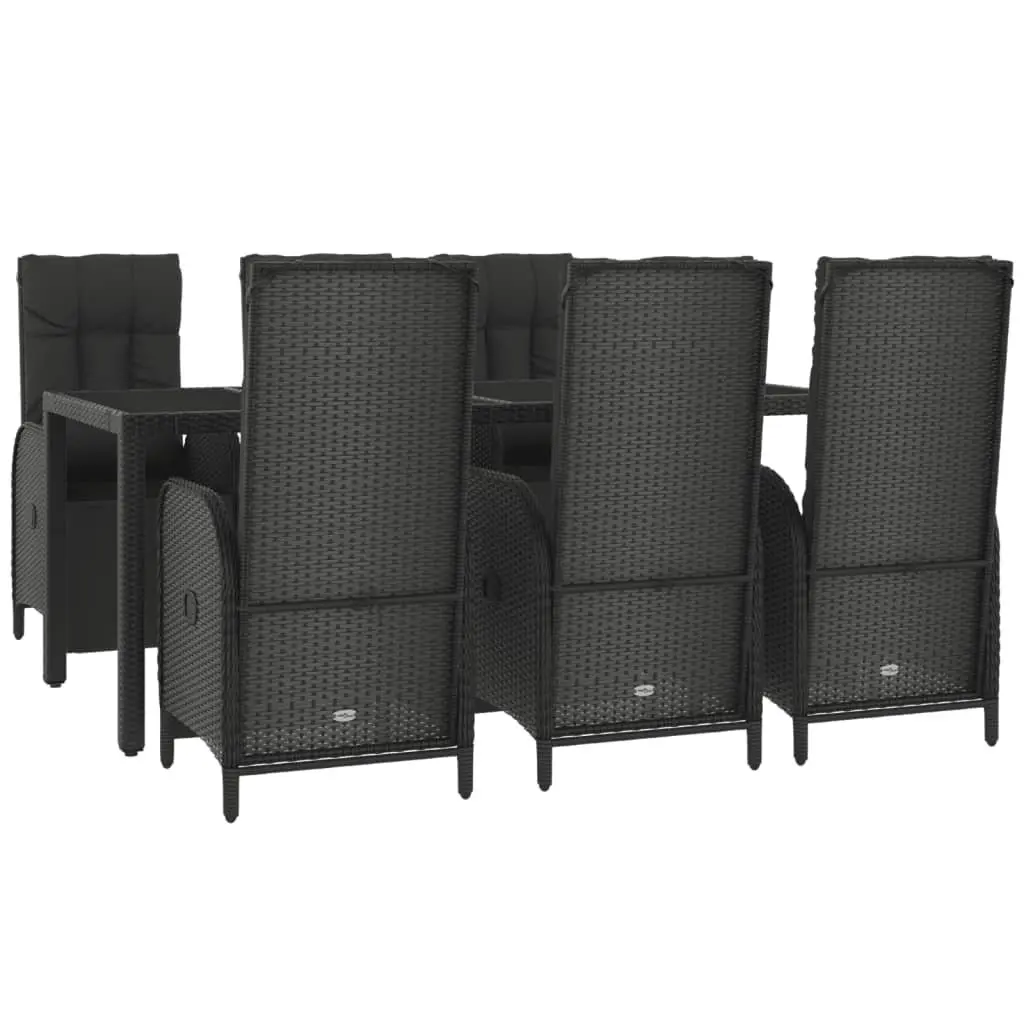 Garden Dining Set 7 Piece Outdoor Furniture Black Rattan Chairs Table Cushions