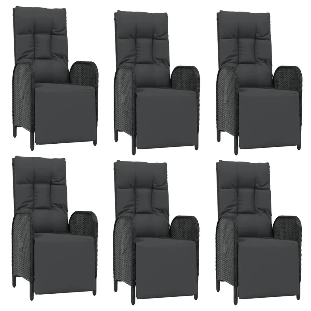 Garden Dining Set 7 Piece Outdoor Furniture Black Rattan Chairs Table Cushions