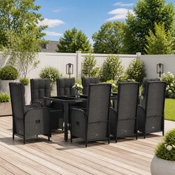 9-Piece Black Dining Set for Outdoors