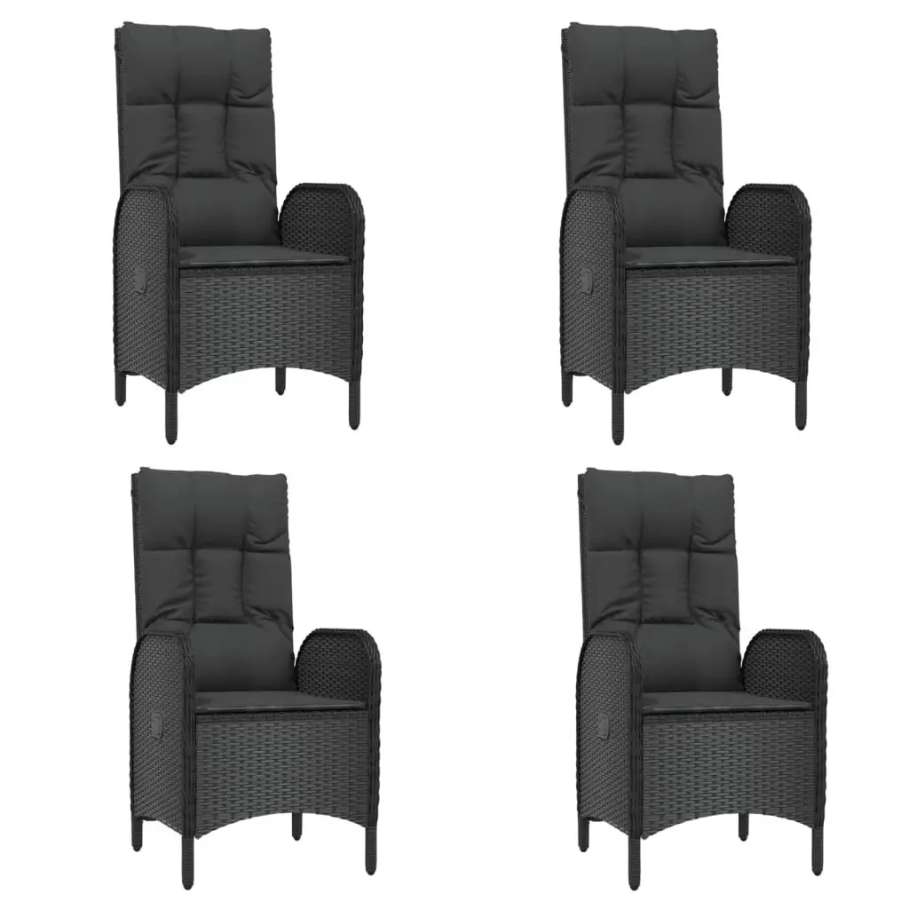 Garden Dining Set 7 Piece Outdoor Furniture Black Poly Rattan Chair Table