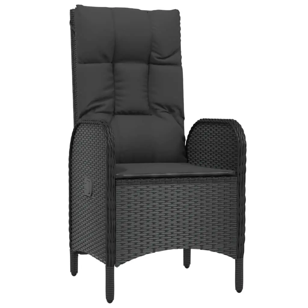 Garden Dining Set 7 Piece Outdoor Furniture Black Poly Rattan Chair Table