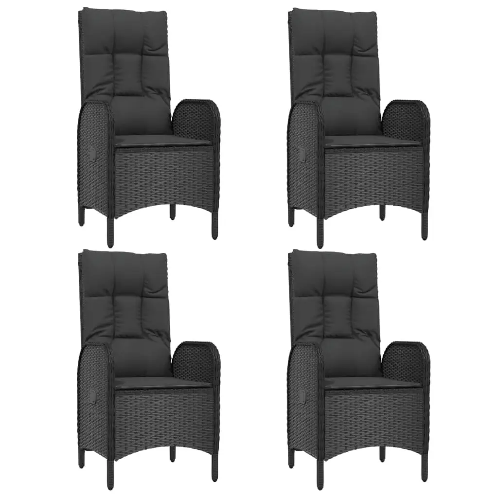 5 Piece Outdoor Garden Dining Set Black Rattan Cushions Weather-Resistant
