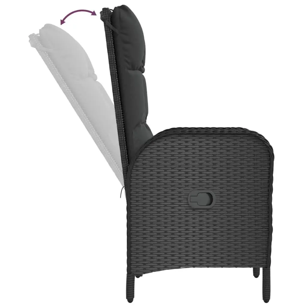 Garden Dining Set 5 Piece Black Poly Rattan Outdoor Furniture with Cushions